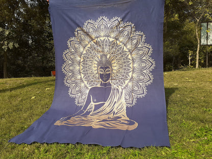 Natural Multi-Color Tie-Dyed Handprinted Buddha Tapestry, Living Room Decor,Spiritual Wall Hanging,Zen Meditation Buddha,Wall Art,
