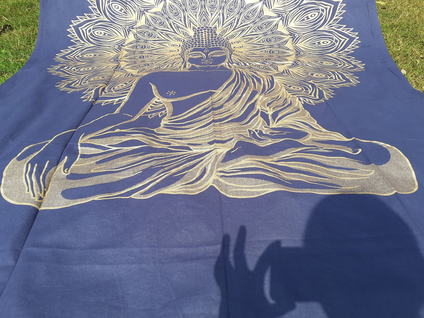 Natural Multi-Color Tie-Dyed Handprinted Buddha Tapestry, Living Room Decor,Spiritual Wall Hanging,Zen Meditation Buddha,Wall Art,