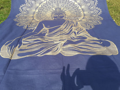 Natural Multi-Color Tie-Dyed Handprinted Buddha Tapestry, Living Room Decor,Spiritual Wall Hanging,Zen Meditation Buddha,Wall Art,