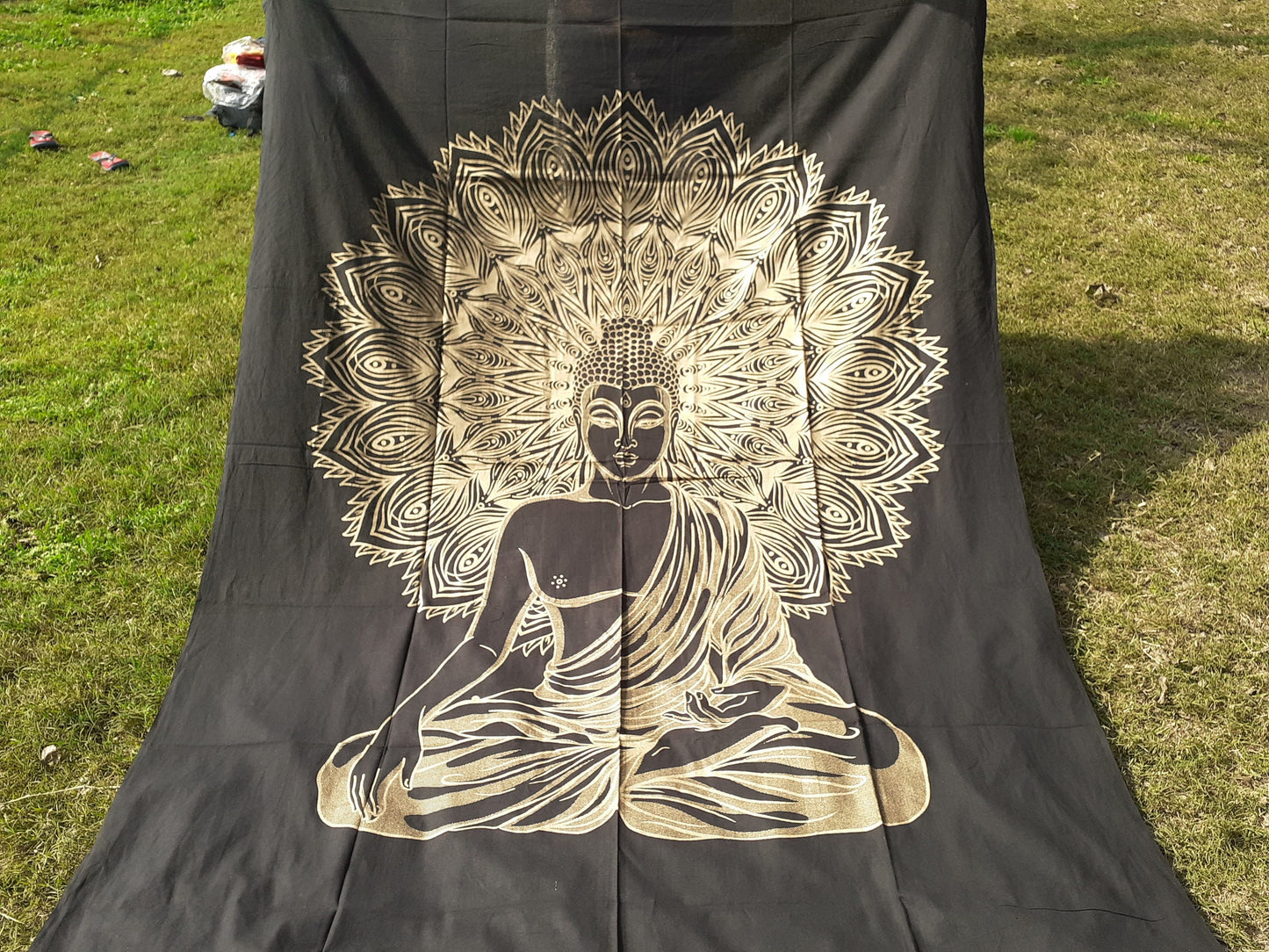 Natural Multi-Color Tie-Dyed Handprinted Buddha Tapestry, Living Room Decor,Spiritual Wall Hanging,Zen Meditation Buddha,Wall Art,