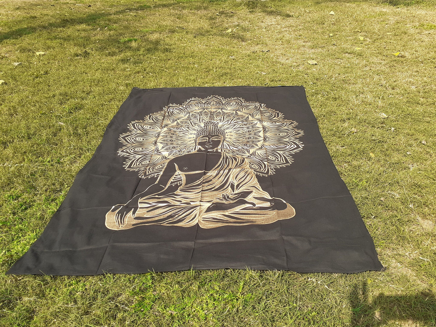 Natural Multi-Color Tie-Dyed Handprinted Buddha Tapestry, Living Room Decor,Spiritual Wall Hanging,Zen Meditation Buddha,Wall Art,
