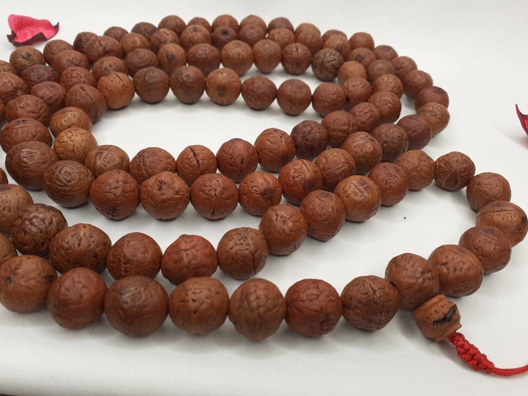 14mm Large Naturally Aged Old Phoenix One Eye Bodhi Seeds Mala,Tibetan Buddhist Monk Bodhi Prayer Rosary,Nepali Bodhi Seeds Japa Mala