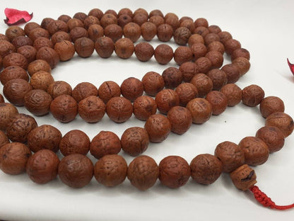 14mm Large Naturally Aged Old Phoenix One Eye Bodhi Seeds Mala,Tibetan Buddhist Monk Bodhi Prayer Rosary,Nepali Bodhi Seeds Japa Mala