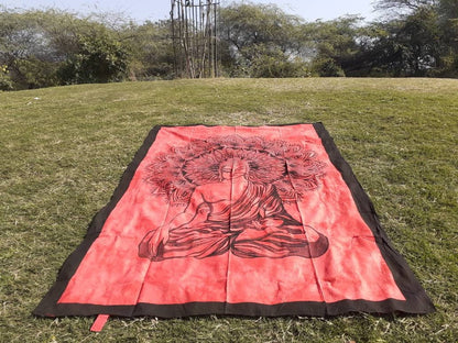 Natural Multi-Color Tie-Dyed Handprinted Buddha Tapestry, Living Room Decor,Spiritual Wall Hanging,Zen Meditation Buddha,Wall Art,