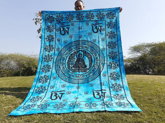 Natural Multi-Color Tie-Dyed Handprinted Buddha Tapestry, Living Room Decor,Spiritual Wall Hanging,Zen Meditation Buddha,Wall Art,