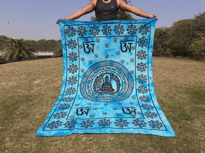 Natural Multi-Color Tie-Dyed Handprinted Buddha Tapestry, Living Room Decor,Spiritual Wall Hanging,Zen Meditation Buddha,Wall Art,