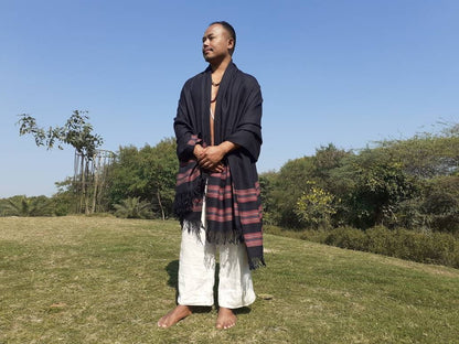 Handwoven Navy Blue Himalayan Sheep Wool Meditation Shawl,Indian Prayer Blanket,Himalayan Wool,Kullu Shawl,Handmade Indian Shawl,