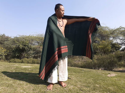 Forest Green Handwoven Pure Himalayan Sheep Wool Meditation Shawl,Himalayan Prayer Blanket,Himalayan Wool,Kullu Shawl,Handmade Indian Shawl