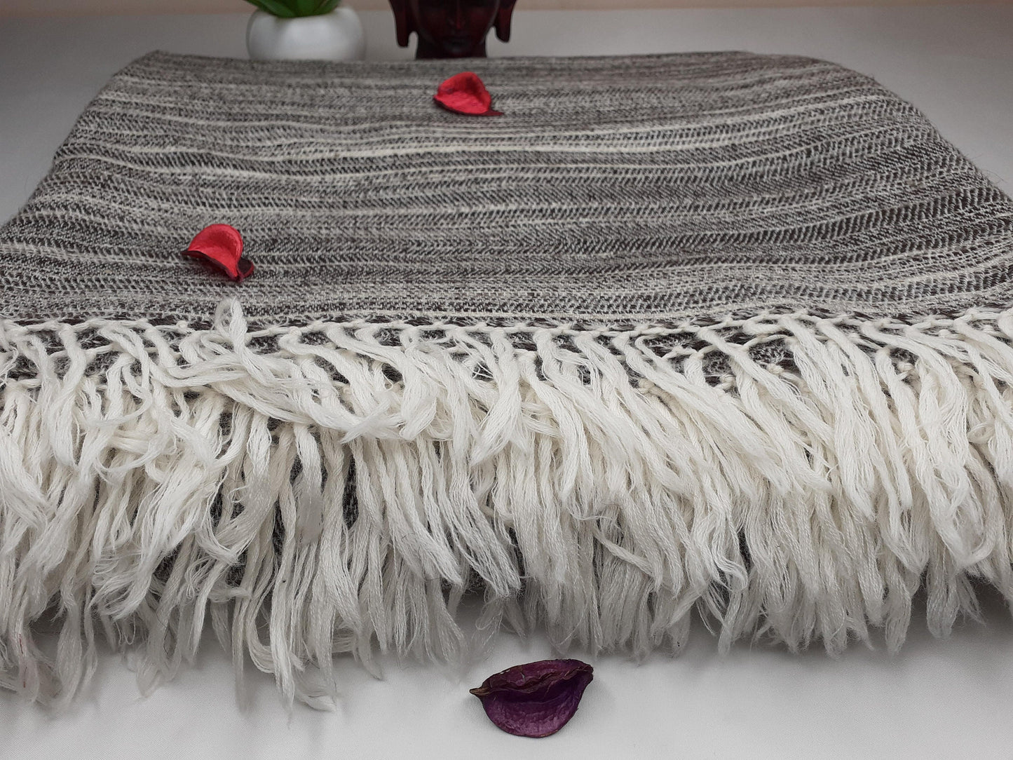 MANTRA Extra-Large Handspun Handwoven Yak Wool Blanket,Yak Meditation Shawl,Yak Wool,Tibetan Yak Wool,Himalayan Yak Wrap,Cashmere Yak Wool