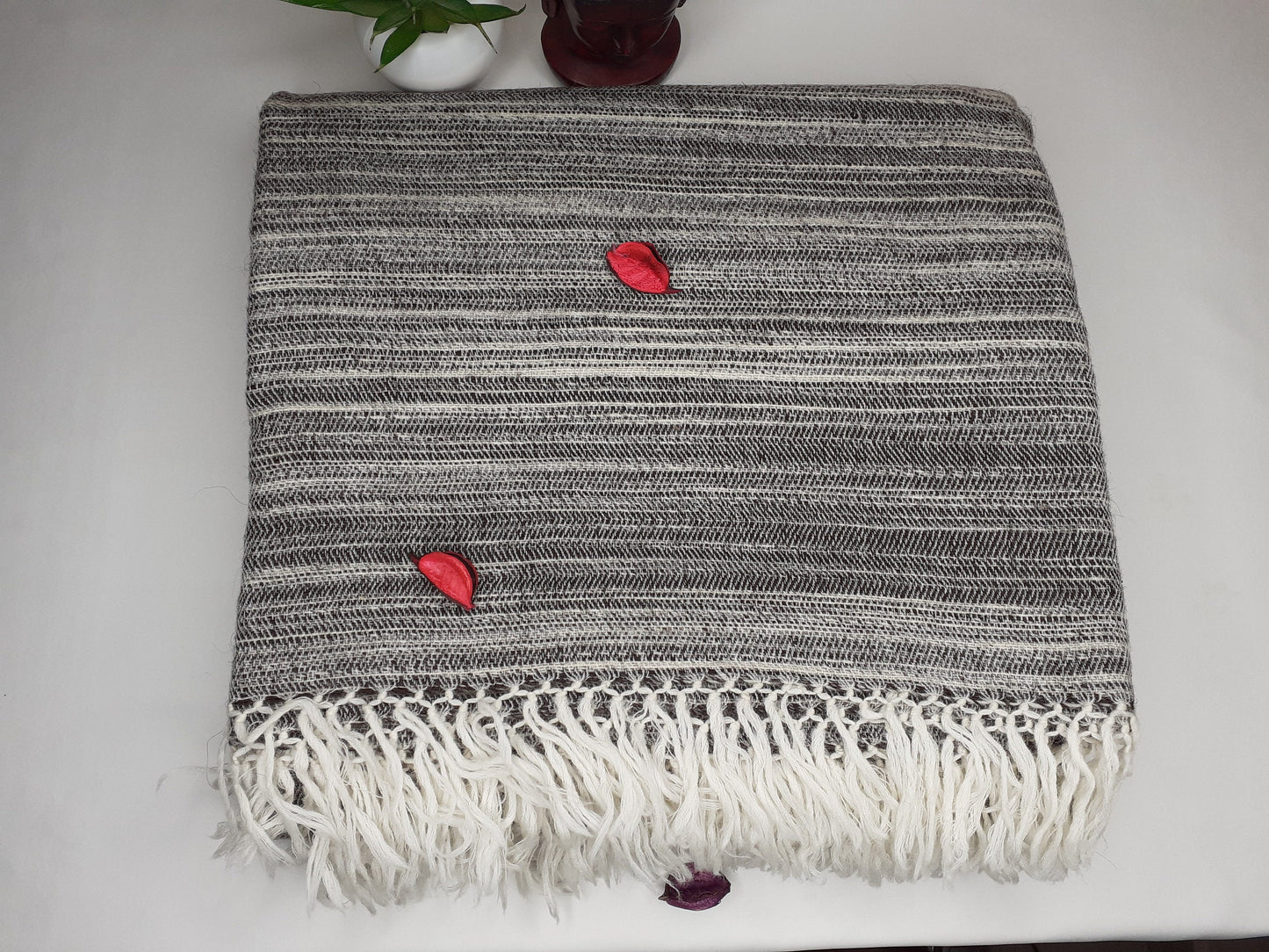 MANTRA Extra-Large Handspun Handwoven Yak Wool Blanket,Yak Meditation Shawl,Yak Wool,Tibetan Yak Wool,Himalayan Yak Wrap,Cashmere Yak Wool