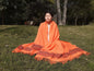 Traditional Handwoven Orange Himalayan Sheep Wool Meditation Shawl,Ethnic Indian Blanket,Himalayan Wrap,Wool Indian Shawl,Kullu Shawl