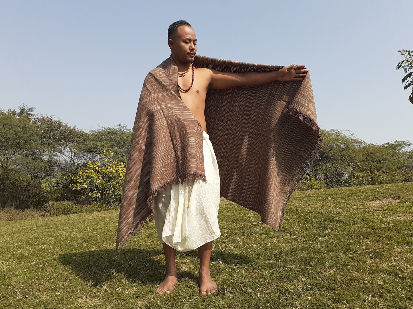 Handwoven Natural Brown Yak Wool Meditation Shawl,Himalayan Yak Wool Blanket, Yak Wool,Tibetan Yak Wool,Himalayan Yak Wrap,Nepal  Yak Wool