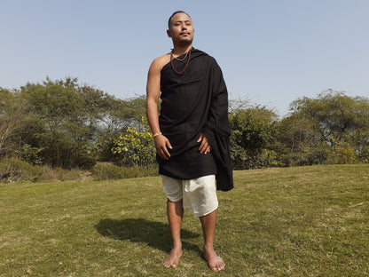 Solid Black Handwoven Himalaya Sheep Wool Meditation Shawl,IndianEthnic Blanket,Handmade Woolen Wrap,Himalayan Wool,Indian Wool Prayer Stole