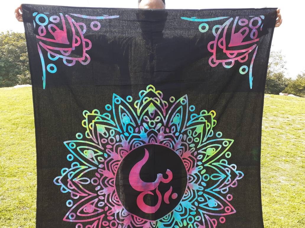 Hand Dyed Pure Cotton Om Mandala Spiritual Tapestry, Buddhist Tapestry,Cloth Wall Hanging  Decor,Meditation Tapestry,Zen Hanging Wall Decor