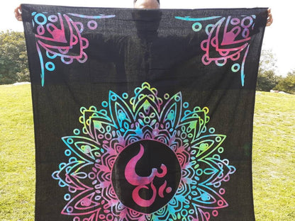 Hand Dyed Pure Cotton Om Mandala Spiritual Tapestry, Buddhist Tapestry,Cloth Wall Hanging  Decor,Meditation Tapestry,Zen Hanging Wall Decor