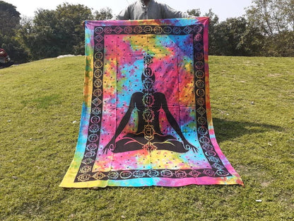 Hand Dyed Pure Cotton Seven Chakra Tapestry,Spiritual Tapestry, Buddhist Tapestry, Wall Hnging Decor,Meditation Tapestry,Wall Decor,Art Hang