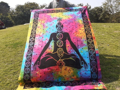 Hand Dyed Pure Cotton Seven Chakra Tapestry,Spiritual Tapestry, Buddhist Tapestry, Wall Hnging Decor,Meditation Tapestry,Wall Decor,Art Hang