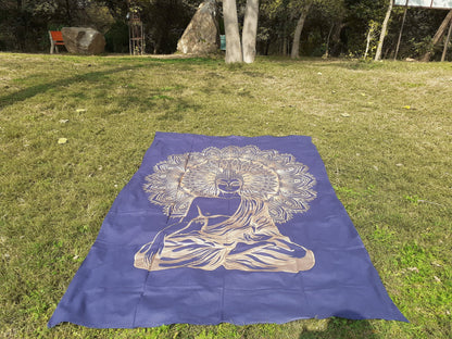 Natural Multi-Color Tie-Dyed Handprinted Buddha Tapestry, Living Room Decor,Spiritual Wall Hanging,Zen Meditation Buddha,Wall Art,