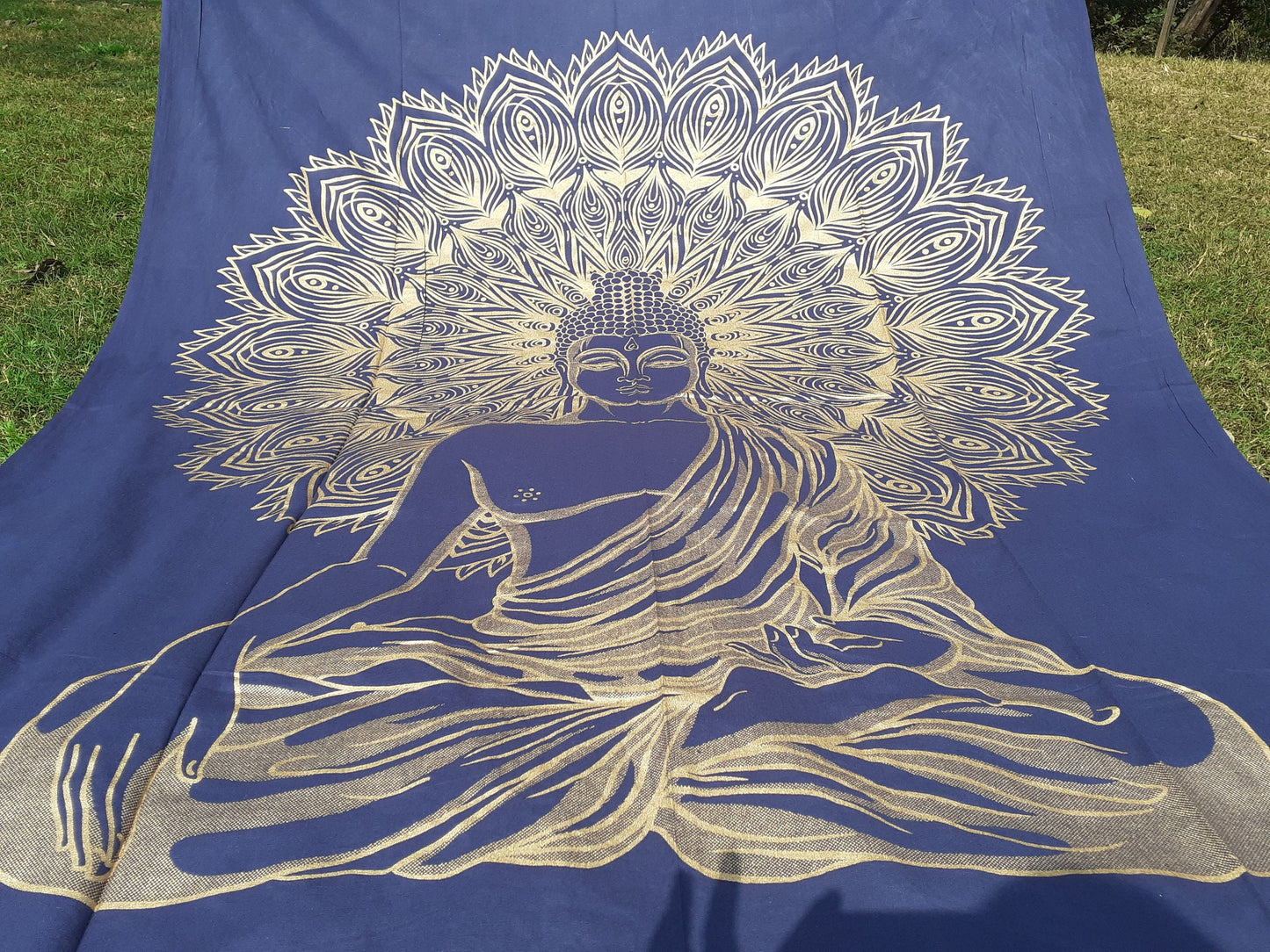 Natural Multi-Color Tie-Dyed Handprinted Buddha Tapestry, Living Room Decor,Spiritual Wall Hanging,Zen Meditation Buddha,Wall Art,