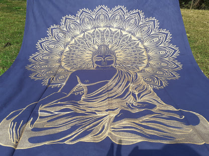 Natural Multi-Color Tie-Dyed Handprinted Buddha Tapestry, Living Room Decor,Spiritual Wall Hanging,Zen Meditation Buddha,Wall Art,
