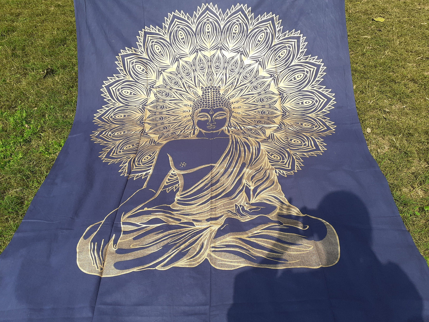 Natural Multi-Color Tie-Dyed Handprinted Buddha Tapestry, Living Room Decor,Spiritual Wall Hanging,Zen Meditation Buddha,Wall Art,