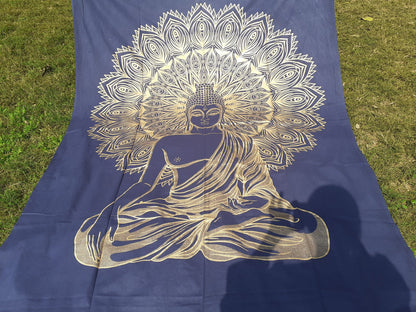 Natural Multi-Color Tie-Dyed Handprinted Buddha Tapestry, Living Room Decor,Spiritual Wall Hanging,Zen Meditation Buddha,Wall Art,
