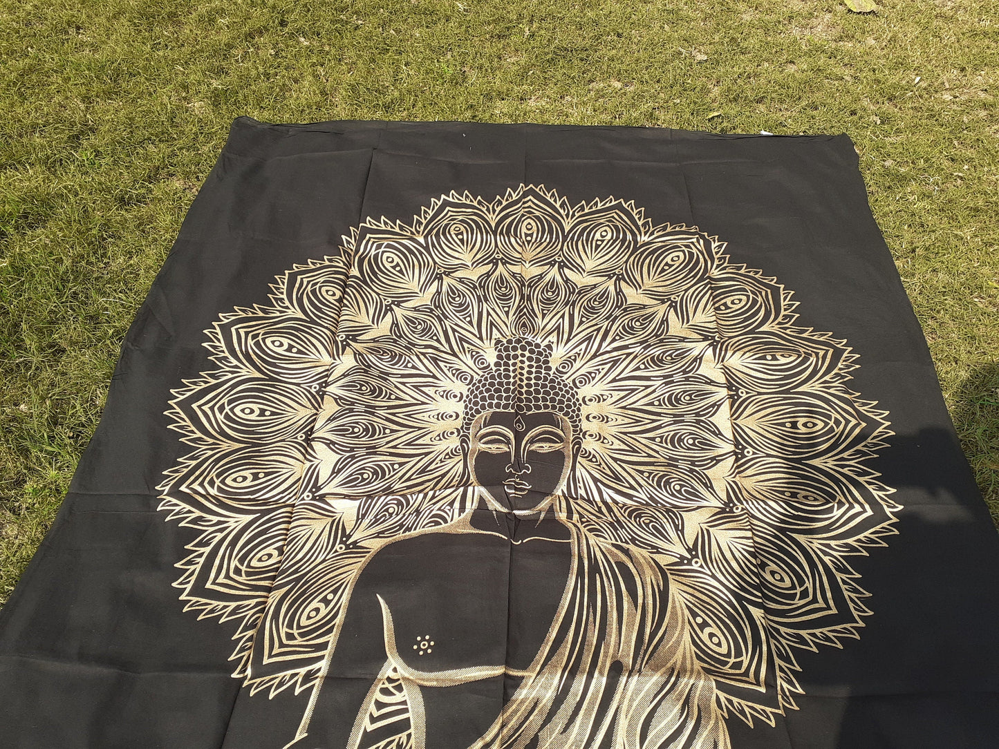 Natural Multi-Color Tie-Dyed Handprinted Buddha Tapestry, Living Room Decor,Spiritual Wall Hanging,Zen Meditation Buddha,Wall Art,