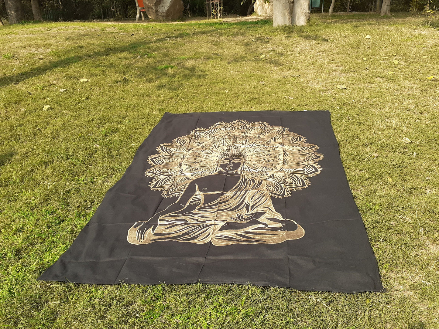 Natural Multi-Color Tie-Dyed Handprinted Buddha Tapestry, Living Room Decor,Spiritual Wall Hanging,Zen Meditation Buddha,Wall Art,