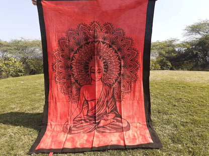 Natural Multi-Color Tie-Dyed Handprinted Buddha Tapestry, Living Room Decor,Spiritual Wall Hanging,Zen Meditation Buddha,Wall Art,