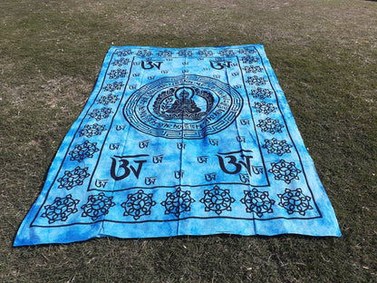 Natural Multi-Color Tie-Dyed Handprinted Buddha Tapestry, Living Room Decor,Spiritual Wall Hanging,Zen Meditation Buddha,Wall Art,