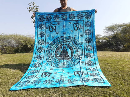 Natural Multi-Color Tie-Dyed Handprinted Buddha Tapestry, Living Room Decor,Spiritual Wall Hanging,Zen Meditation Buddha,Wall Art,