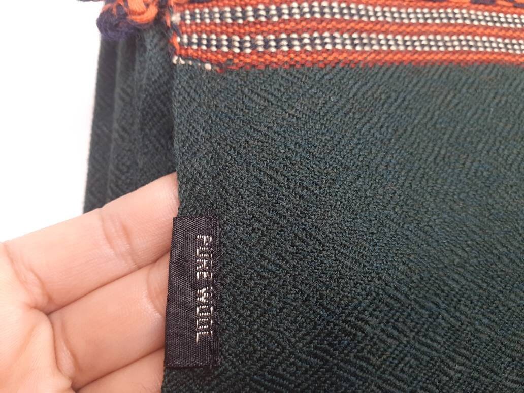 Forest Green Handwoven Pure Himalayan Sheep Wool Meditation Shawl,Himalayan Prayer Blanket,Himalayan Wool,Kullu Shawl,Handmade Indian Shawl