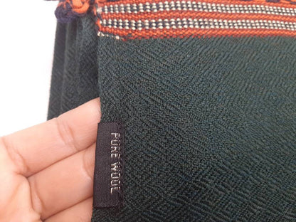 Forest Green Handwoven Pure Himalayan Sheep Wool Meditation Shawl,Himalayan Prayer Blanket,Himalayan Wool,Kullu Shawl,Handmade Indian Shawl