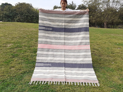 Artisan Organic Cotton Yoga and Meditation Rugs,Handwoven Meditation Floor Mat,Indian Handloomed Rug,Cotton Yoga Mat,Natural Fibre Rug