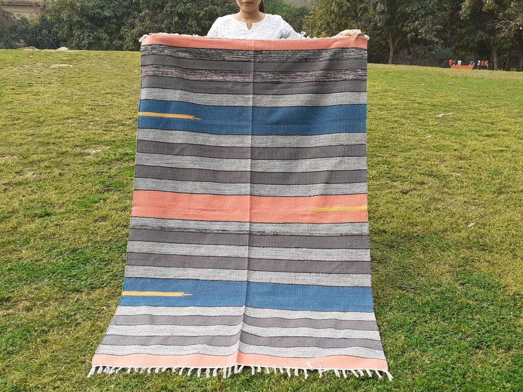 Artisan Organic Cotton Yoga and Meditation Rugs,Handwoven Meditation Floor Mat,Indian Handloomed Rug,Cotton Yoga Mat,Natural Fibre Rug