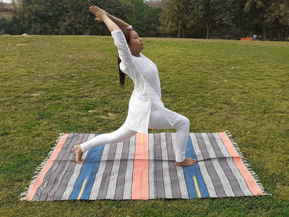 Artisan Organic Cotton Yoga and Meditation Rugs,Handwoven Meditation Floor Mat,Indian Handloomed Rug,Cotton Yoga Mat,Natural Fibre Rug