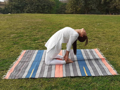 Artisan Organic Cotton Yoga and Meditation Rugs,Handwoven Meditation Floor Mat,Indian Handloomed Rug,Cotton Yoga Mat,Natural Fibre Rug