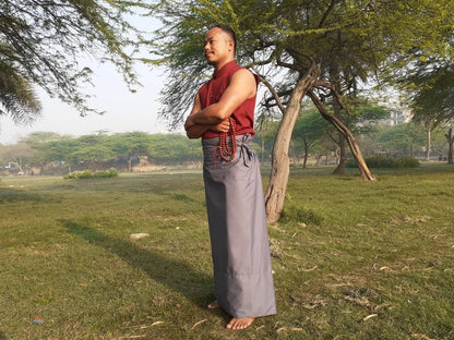 Layman Unisex Tibetan Buddhist Meditation Skirt,Tibetan Half Chuba Wrap-Around Cotton Meditation Cloth,Monastery Style Spiritual Lower Robe