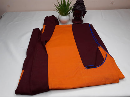 Hand-Tailored Pure Cotton Tibetan Buddhist Monk Complete Robe Set,Zen Spiritual Dress,Monastry Style Meditation Cloth,Buddhist Nun Costume