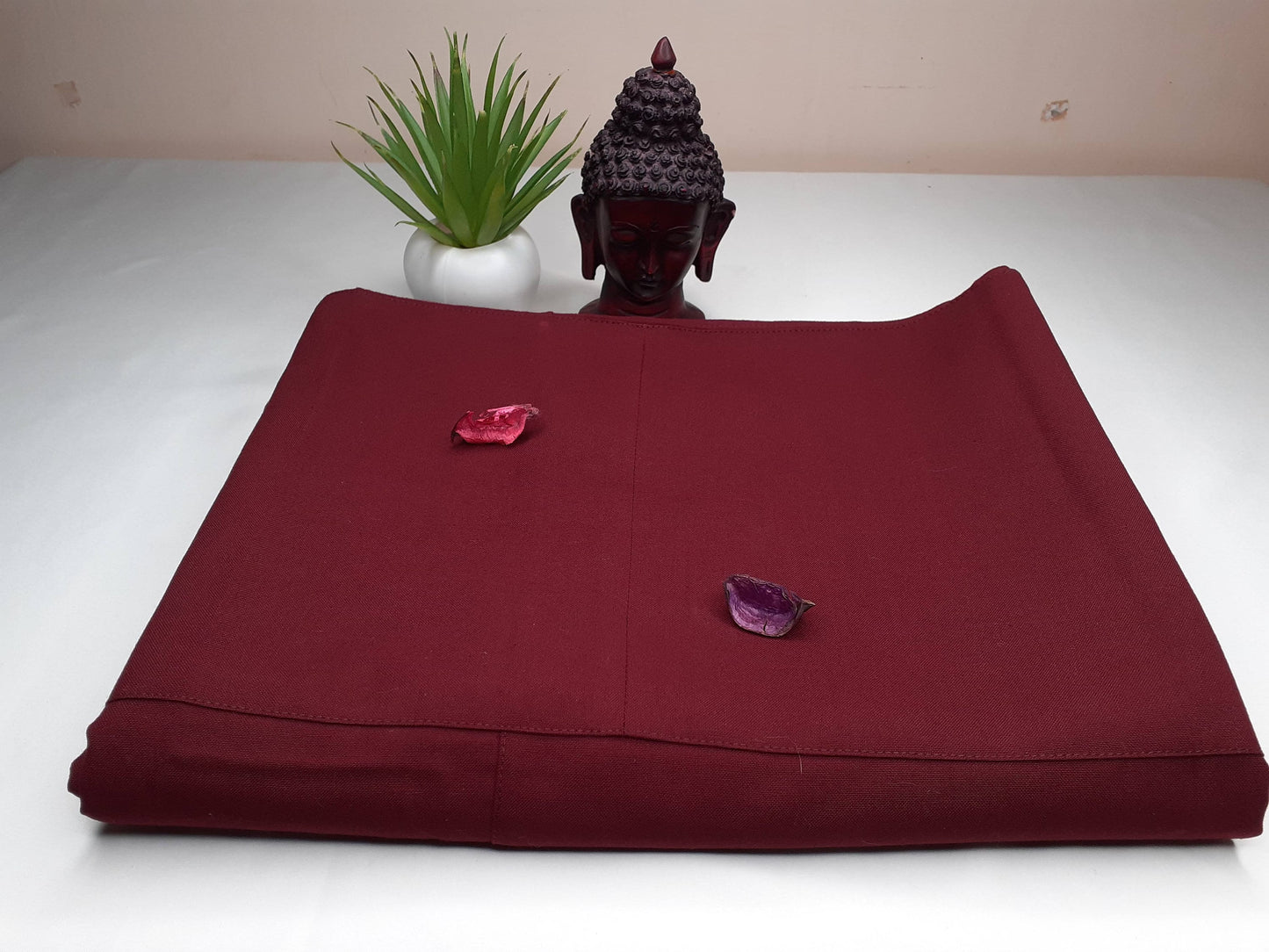 Layman Unisex Dark Maroon Tibetan Buddhist Meditation Skirt,Half Chuba Wrap-Around Cotton Meditation Cloth,Monastry Style Lower Robe