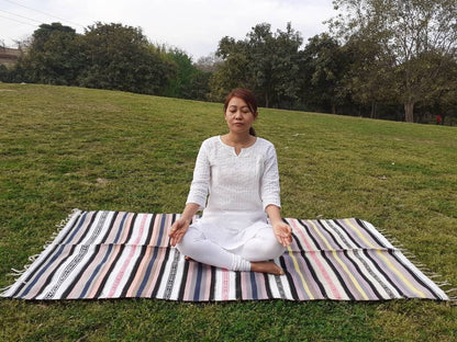 Artisan Organic Cotton Yoga and Meditation Rugs,Handwoven Meditation Floor Mat,Indian Handloomed Rug,Cotton Yoga Mat,Natural Fibre Rug