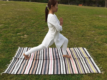 Artisan Organic Cotton Yoga and Meditation Rugs,Handwoven Meditation Floor Mat,Indian Handloomed Rug,Cotton Yoga Mat,Natural Fibre Rug