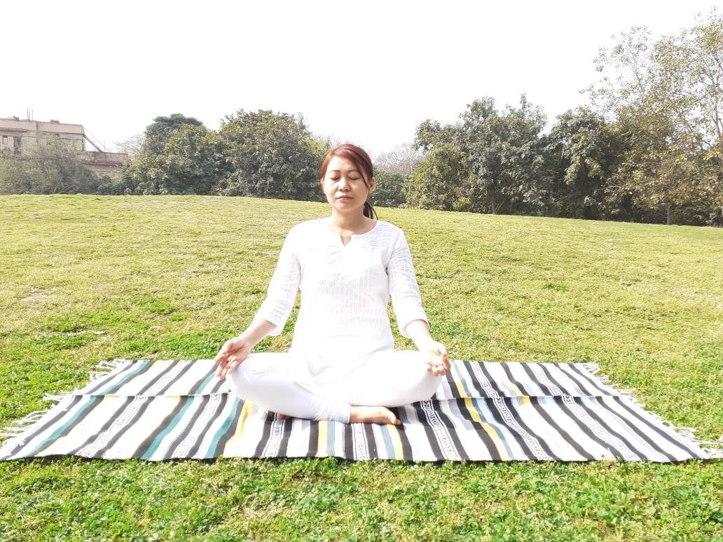 Organic Cotton Natural Yoga And Meditation Mat,Handwoven Meditation Floor Rugs,Indian Artisan Meditation M