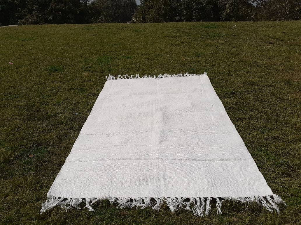 Artisan Handwoven Organic Cotton  Meditation Rug,Handwoven Meditation Floor Mat,Indian Handloomed Rug,Cotton Prayer Mat,Natural Fibre Rug