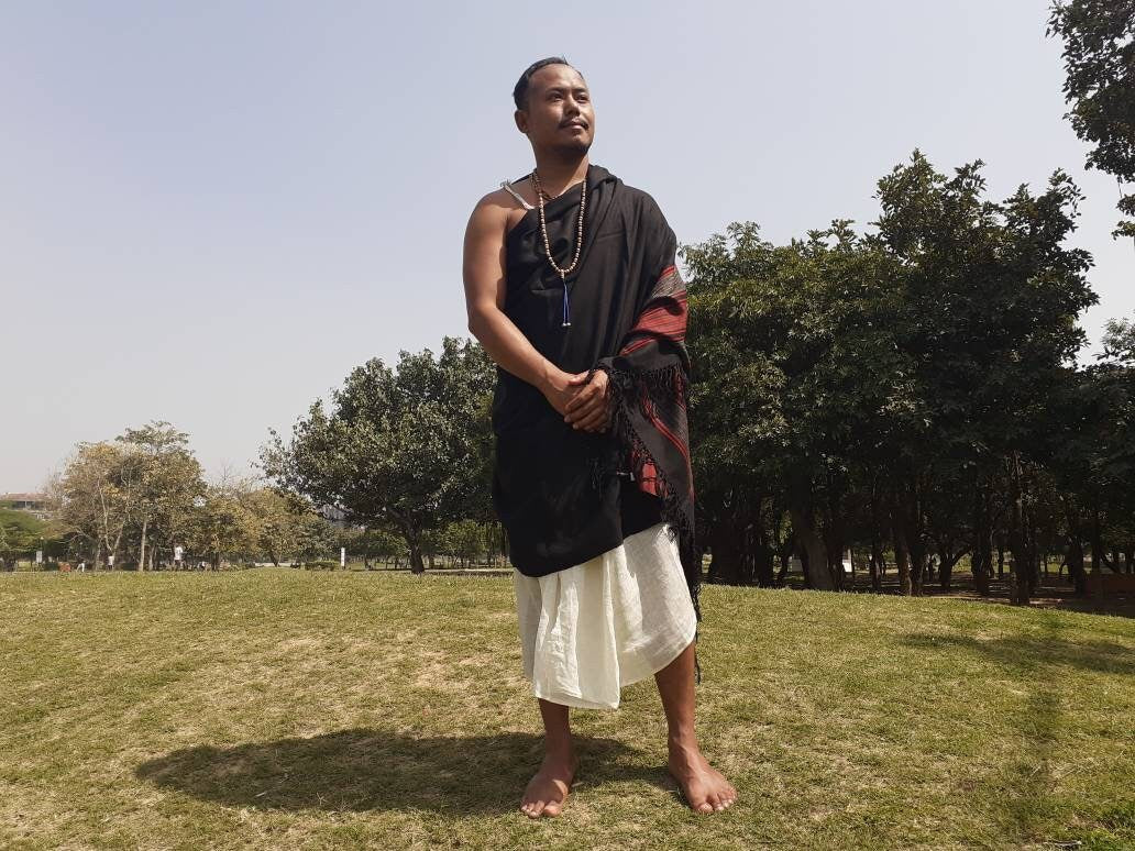 Handwoven Embroidered Himalayan Sheep Wool Meditation Shawl,Himalayan Prayer Blanket,Himalayan Wool,Kullu Shawl,Handmade Indian Prayer Wrap