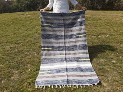 Artisan Organic Cotton Meditation Rugs,Handwoven Meditation Floor Mat,Indian Handloomed Rug,Cotton Yoga Mat,Natural Fibre Rug