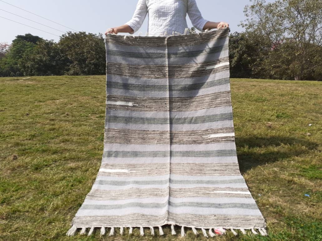 Artisan Organic Cotton Meditation Rugs,Handwoven Meditation Floor Mat,Indian Handloomed Rug,Indian Cotton Meditation Mat,Natural Fibre Rug