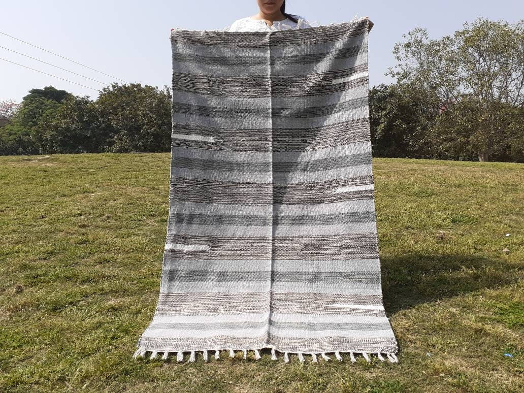Artisan Organic Cotton Meditation Rugs,Handwoven Meditation Floor Mat,Indian Handloomed Rug,Indian Cotton Meditation Mat,Natural Fibre Rug