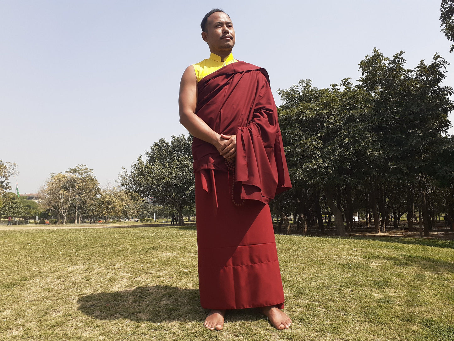 Custom-Made Pure Cotton Tibetan Buddhist Monk Meditation Robe Set,Monastry Style Layman Spiritual Dress, Zen Prayer Costumes/ Clothing