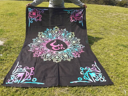 Hand Dyed Pure Cotton Om Mandala Spiritual Tapestry, Buddhist Tapestry,Cloth Wall Hanging  Decor,Meditation Tapestry,Zen Hanging Wall Decor